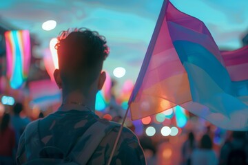 Protest with trans Flags and Gay Rights Flags
 - obrazy, fototapety, plakaty
