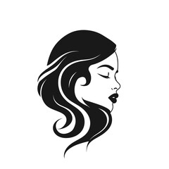 Black silhouette of a beautiful woman's face vector minimalistic logo on a white background for a beauty salon