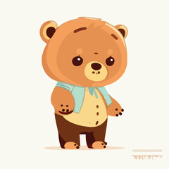 Cute little bear character. Cartoon vector flat vec