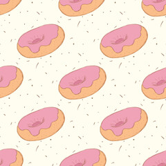 Seamless background of hand-drawn donuts