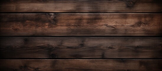A detailed view of a wooden wall featuring a rich dark brown stain finish