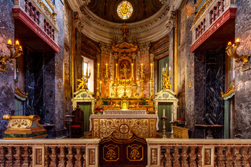 Interiors of Santi Vincenzo e Anastasio a Trevi church in Rome, Italy