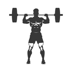 Fototapeta na wymiar Silhouette Man weightlifting Player in action full body black color only