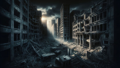 a city filled with lots of tall buildings under a cloudy sky