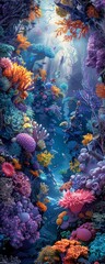 Create a captivating image showcasing alien ecosystems from a birds-eye view, vividly depicting unique flora and fauna Emphasize the exotic, challenge conventional life forms, and spark wonder and cur