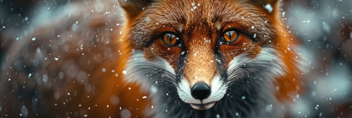 Enchanted Red Fox in a Glistening Winter Scene - obrazy, fototapety, plakaty