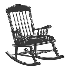 Silhouette rocking Chair black color only - obrazy, fototapety, plakaty