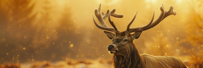 Obraz na płótnie Canvas Deer in the foggy morning light