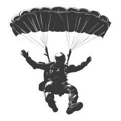 Silhouette skydiver man full body black color only