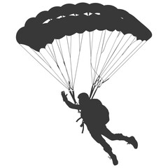 Silhouette skydiver woman full body black color only