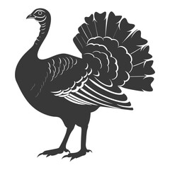 Fototapeta na wymiar Silhouette Turkey Animal black color only full body