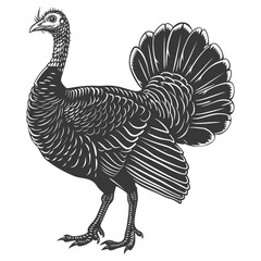 Silhouette Turkey Animal black color only full body