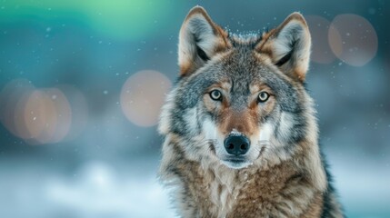 Fototapeta premium Intense Stare of a Wild Wolf in Snow