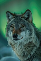 Obraz premium Intense Stare of a Wild Wolf in Snow