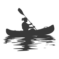 Silhouette Woman Canoe Player in action full body black color only