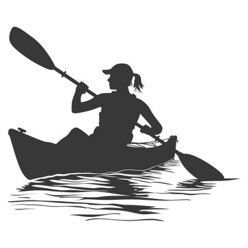 recommend clip art: Silhouette Woman Canoe Player in action full body black color only