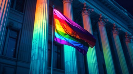 government building with gay flag
 - obrazy, fototapety, plakaty