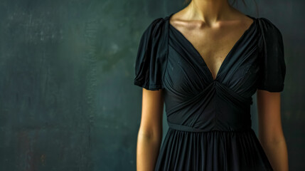 Elegant black dress on unidentified woman