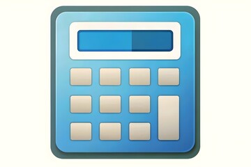Blue Digital Calculator Isolated on White Background