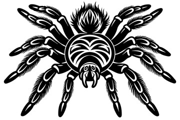 Tarantula on clean background silhouette vector art illustration