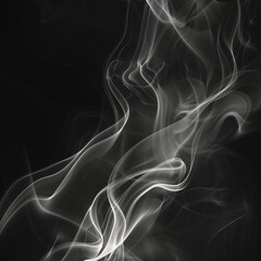 Swirls of transparent smoke against a black background, Soft backlighting to accentuate the smoke's edges and curves - obrazy, fototapety, plakaty