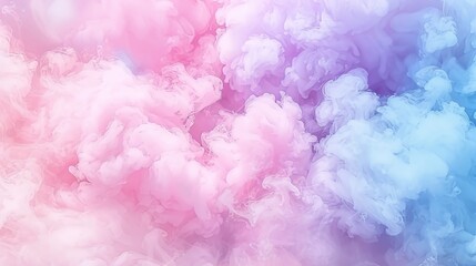 a pink and blue cloud of smoke on a pink and blue background that looks like something out of a fairy tale. - obrazy, fototapety, plakaty