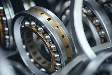 Detailed View of a Bearing Cage: A Testament to Precision and Engineering in Industry - obrazy, fototapety, plakaty