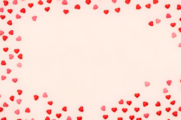 Valentine's day background. Red hearts on white background.
