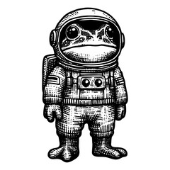frog astronaut in a space suit illustration © Satoru Sketches