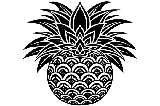 ornament pineapple graphic silhouette vector art illustration