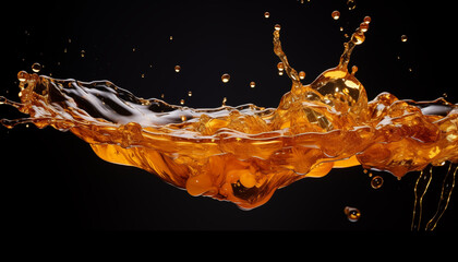 honey splash on black background