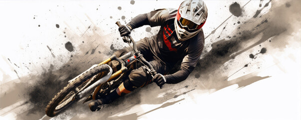 Motocross rider performing in a dusty track