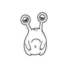 cute cartoon sad monster isolated on white. Doodle style. Vector