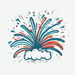 Fireworks in cartoon doodle style. Image for t shir