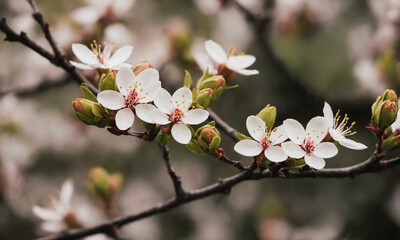 Fototapeta premium Close Up of a Flower on a Tree Branch. A detailed view of a flower blooming on a tree branch, showcasing vibrant colors and intricate details.