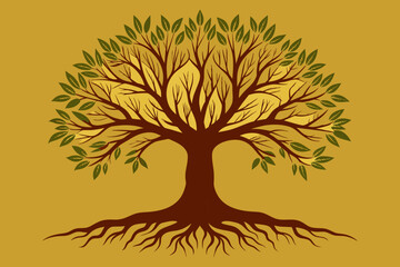 tree with roots vector illustration