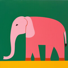 Funny card for birthday. Portrait of elephant on bright background - 764300103