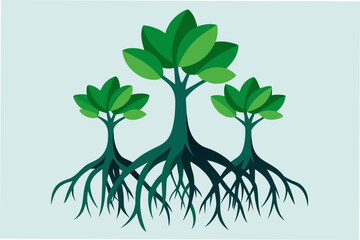 Tree roots mangrove vector illustration