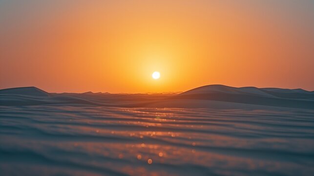Sunset across the coastal lowlands granitic sand plains, Nature Reserve – NEOM, Saudi Arabia,