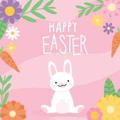 Obraz na płótnie Canvas happy easter cards with bunny cute adorable