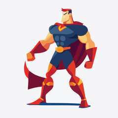Flatman illustration with superhero pose flat vecto