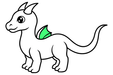 baby dragon line art vector illustration