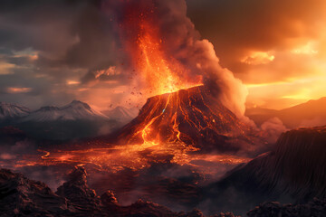 A Volcano Erupts
