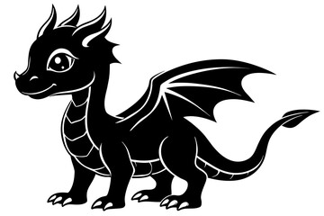 Dino baby dragon silhouette vector illustration