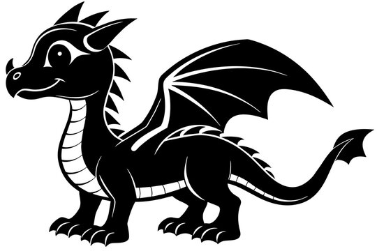baby dragon silhouette vector illustration
