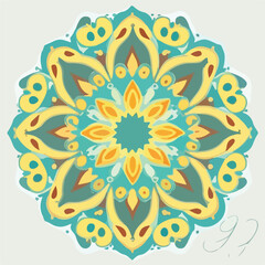 Fototapeta na wymiar Flower Mandala Background with flat color style fla