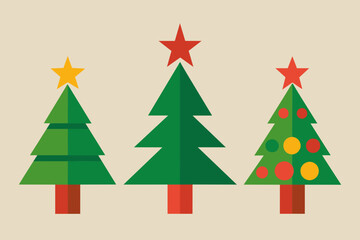 Christmas tree set vector illustration