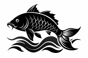Carp Fish silhouette black vector illustration artwork