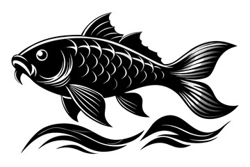 Carp Fish silhouette black vector illustration artwork