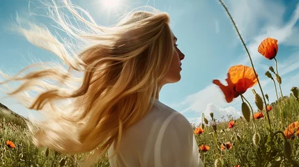 Outdoor kussens girl in poppy field © sam richter